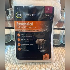 Serta Pillow Protector 2 Pk Anti  microbial Sz King Soft Microfiber nwt